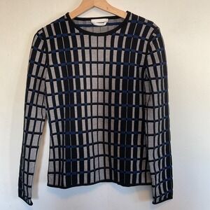 Hugo Boss Pullover Sweater Women's Window Pane Geometric Designer Quiet Luxury M
